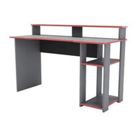 mesa gaming zero melamina miroytengo 136x90x60 - gris y rojo
