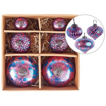 Conjunto De 6 Bolas De Navidad De Cristal Hechas A Mano Adornos Para Colgar Del Árbol Rosa Astrale