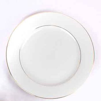 Platos Postre De Porcelana Blanca , 21 Cm (6 Piezas) Bremen De Crc, Filos De Oro