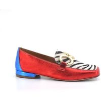 divine follie mocasines mocassino suede animalier zebra rosso blu 832-17 para mujer