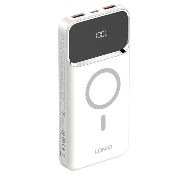LDNIO PQ12 22.5W 37Wh 10000mAh Banco de energía con pantalla LED y carga inalámbrica magnética Batería externa Suministr
