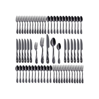 juego de cubiertos acero inoxidable 60 piezas manike negro 12 personas