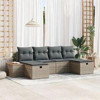 conjunto de sofas de jardin  de 6 piezas con cojines gris de ratan de polietileno v8543 unico  gris