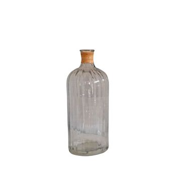 Garrafa de vidrio estriado et cuello de fibra 30 x 13 cm