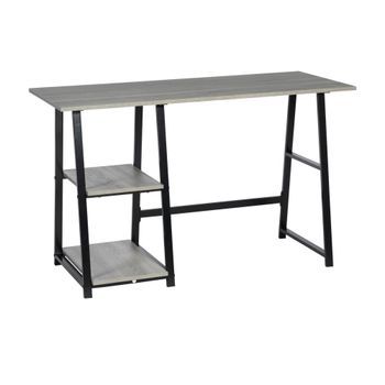 Wellhome Escritorio Negro Con Tapa Gris H74 Cm