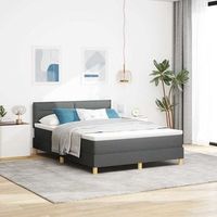 cama tipo box spring con cojin gris oscuro 160 x 200 cm tela vidaxl