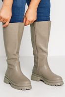 limited collection botas altas beige con suela gruesa en ancho especial