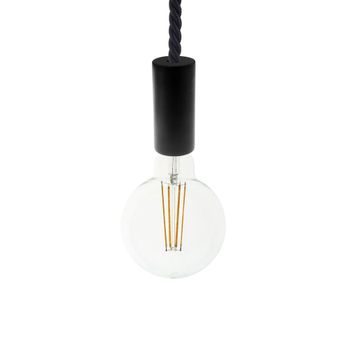 Lámpara de techo de madera pintada de negro y cordón de 16 mm