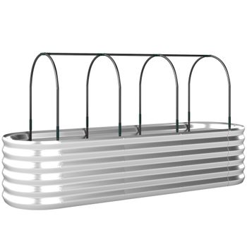 Outsunny Jardinera Exterior Grande conCubierta de Invernadero y Malla Base Abierta para Patio Terraza 200x60x103 cm Plateado