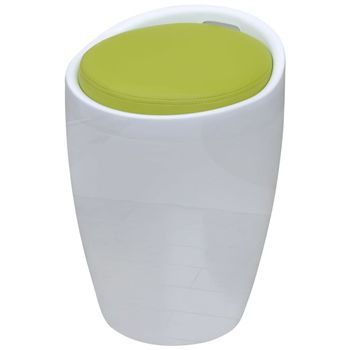 Taburete De Cuero Sintético Blanco Blanco Y Verde Vidaxl