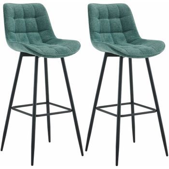 Set De 2 Taburetes De Bar Dartford Tela Verde 52x47x106 Cm Clp