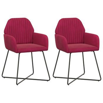 Sillas De Comedor 2 Uds. Terciopelo Rojo Vino 55 X 50 X 84 Cm Vidaxl