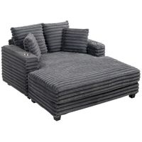 homcom chaiselongue 2 plazas sofa cama grande 134 x 151 cm con portavasos para salon gris   aosom espana