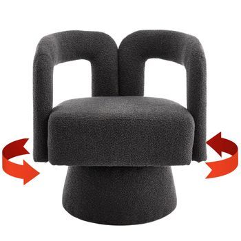 Sillón Giratorio Bouclé Urban Meuble 67x55x74 Cm - Gris Oscuro