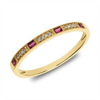 14 quilates anillo de oro con rubies y diamantes