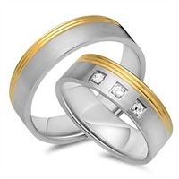 alianzas 18 quilates oro amarillo-blanco 3 diamantes