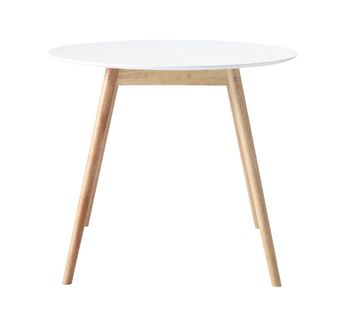 Mesa de comedor redonda blanca de MDF y hevea Ø90 cm