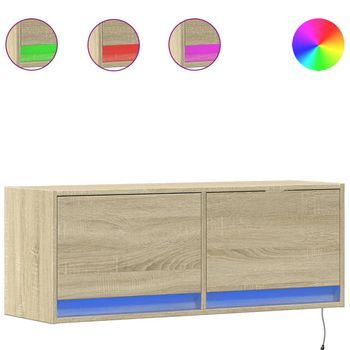 Mueble De Tv De Pared Con Luces Led Roble Sonoma 100x31x35 Cm Vidaxl