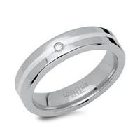 anillo de acero inoxidable con incrustaciones de plata 5 mm de ancho