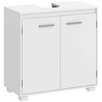 Mueble Bajo Lavabo De Baño De Mdf Con Balda Ajustable, Kleankin, 60 X 30 X 60 Cm – Blanco