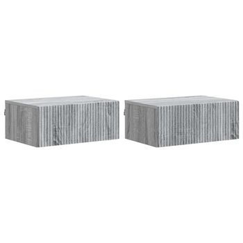 Mesita De Noche De Pared 2 Uds. Gris Sonoma 49 X 34,5 X 20 Cm Vidaxl