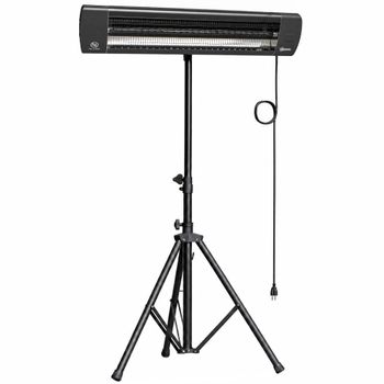 Outsunny Calefactor Infrarrojos Terraza de Pie 2500 W Trípode Regulable IP65 Control Táctil/Remoto 3 Niveles Calor Temporizador