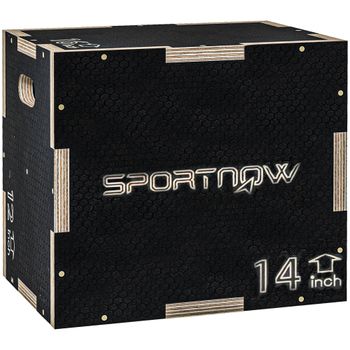 SPORTNOW Cajón de Salto Pliométrico de Madera con Mangos Huecos Carga 120 kg para Casa Oficina Gimnasia 40,5x35,5x30,5 cm Negro