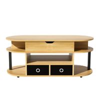 mesa de centro elevable con almacenaje efecto madera