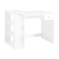mesa de ordenador con un cajon y 4 estantes mdf blanco