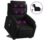 vidaxl sillon de masaje elevable electrico cuero sintetico negro