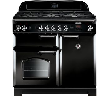 Rangemaster CLA100DFFBL/C 90 cm Dual Fuel Range Cooker - Black & Chrome, Black