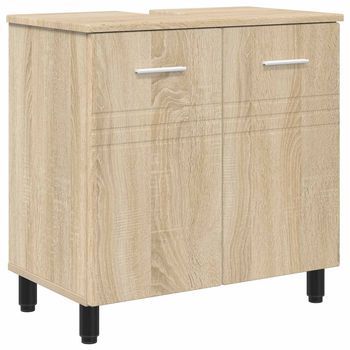 Unidad De Tocador De Baño Roble Sonoma 60 X 35 X 60 Cm Vidaxl
