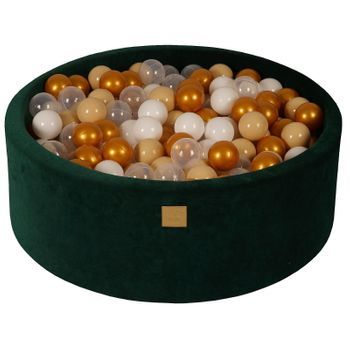Meowbaby Piscina De Bolas, Round Seca Para Niños, Verde Oscuro : Dorado/beige/blanco/transparente, 200 Pcs, 90x30cm