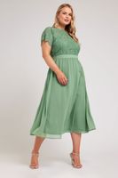 yours london vestido verde midi con cuerpo de encaje mujer curvy y tallas grandes yours london