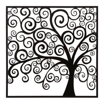 Panel Decorativo Árbol De Metal Negro 100x1x100 Cm