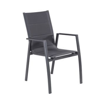 Sillón De Exterior, Acolchado Y Apilable, Aluminio Y Textilene, Color Antracita, 57x69x94 Cm