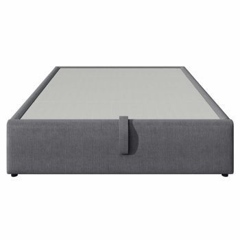 Cama Tapizada De Matrimonio 160x200 Cm - Cama Con Almacenaje, Puerto Usb-c, Somier De Láminas Completo, Sin Cabecero, Algodón - Gris