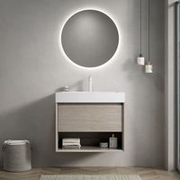 mueble de lavabo - para bano - contrachapado y resina - roble claro y blanco 70x46x60cm