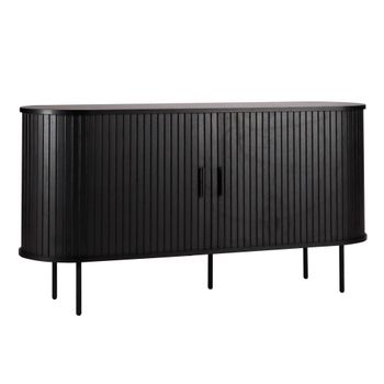 Aparador 2 puertas en melamina y acero 140 cm negro