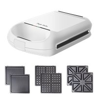 taylor swoden manor - sandwichera fiesta 3 en 1 con capacidad para 4 sandwiches 1200 w 3 placas extraibles sandwiches gofres y grill revestimiento antiadherente coccion con giro de 180 blanco-manor