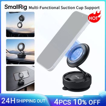 Soporte Multifuncional con Ventosa SmallRig para iPhone 17, para Teléfonos con Adhesivos Magnéticos o Anillos Metálicos, 360° °   Rotación -6061