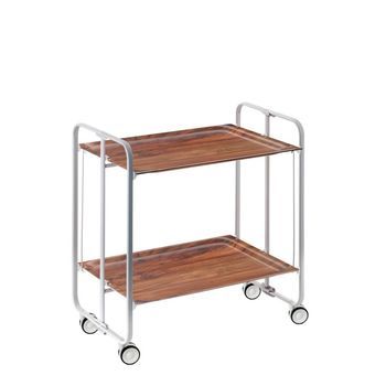Carrito Camarera Bauhaus Armazón Gris 2 Bandejas Color Cedro