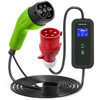 qoltec mobile ev car charger adjustable 2in1 type2  11kw  cee 5 pin  lcd  3 phases  portable  wallbox  5m