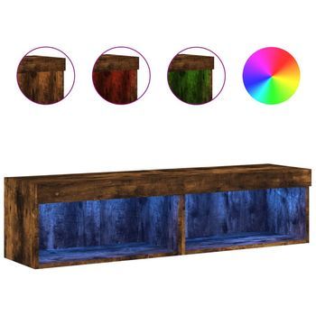Muebles Para Tv Con Luces Led 2 Uds Roble Ahumado 60x30x30 Cm Vidaxl