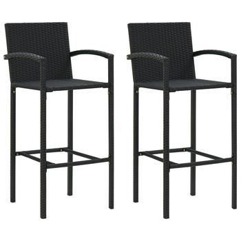 Taburetes De Cocina 2 Unidades Ratán Sintético Negro Vidaxl