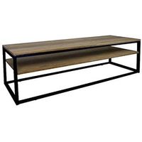 mesa de television icub con estante - 40x120x47 cm - efecto vintage - negro - 18 mm