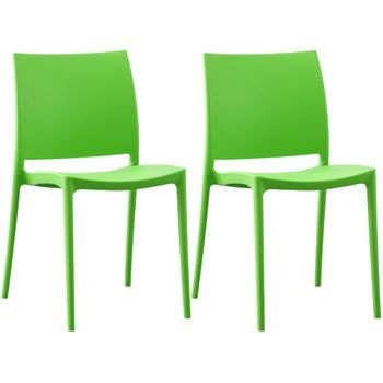 Juego De 2 Sillas De Jardin Meton Plástico Verde 49x42x81 Cm Clp