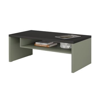 Mesa Baja Havana – Verde Salvia Y Negro – Tablero Negro Mate – Con Nicho – Diseño Moderno