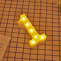 letra led 1 numero iluminado con luz blanca calida altura 22cm funcionamiento a pilas 2aa