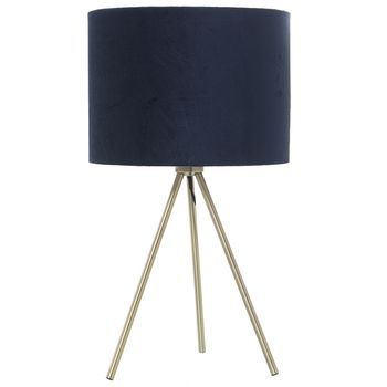 Lampara Sobremesa  Azul Y Cromado